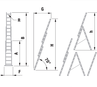 Trojdielny univerzálny rebrík Semi-profi | Itoss, s.r.o. - výroba a predaj rebríkov